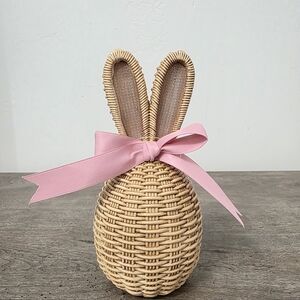 New Wicker Easter Bunny Egg with Pink Bow Decor Easter decor 2026